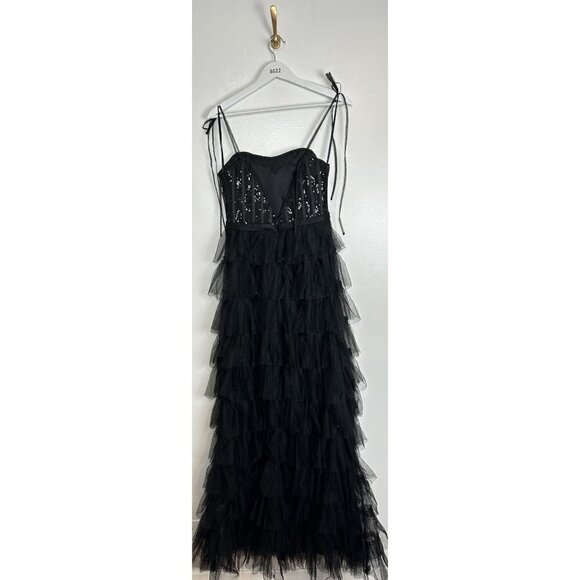 MAC DUGGAL Sequin Bustier Tier Tulle Gown in Black Size US 6 - Picture 6 of 8